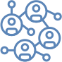 Icon depicting people networking in a community